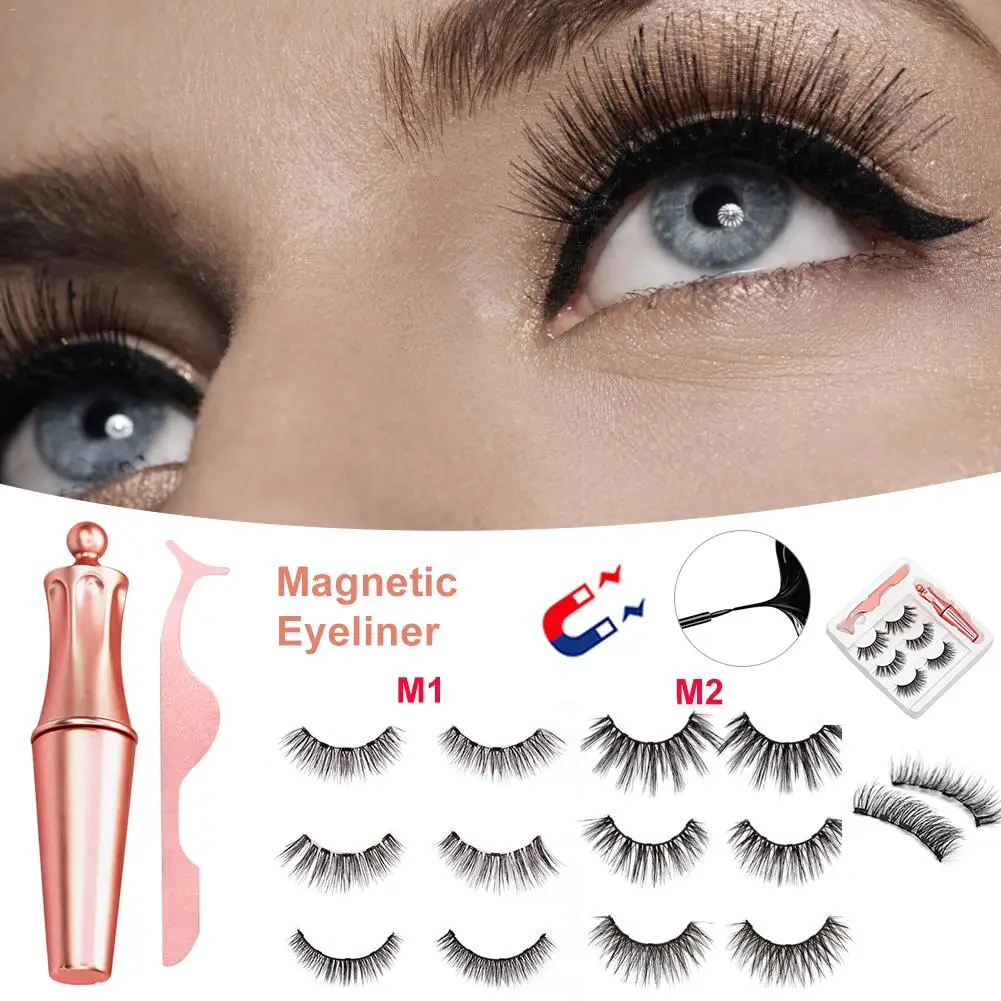 

3 Pairs Magnetic Liquid Eyeliner Set False Eyelashes Waterproof Natural Fitting for Professional or Daily Use