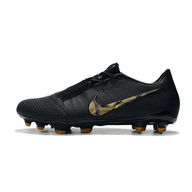 Nike Phantom VNM Elite FG трикотажные кроссовки Для мужчин Бутсы Эластичная лента Спорт на открытом воздухе Газон Venom Футбол бутсы носок; плоская подошва; - Цвет: Black Gold
