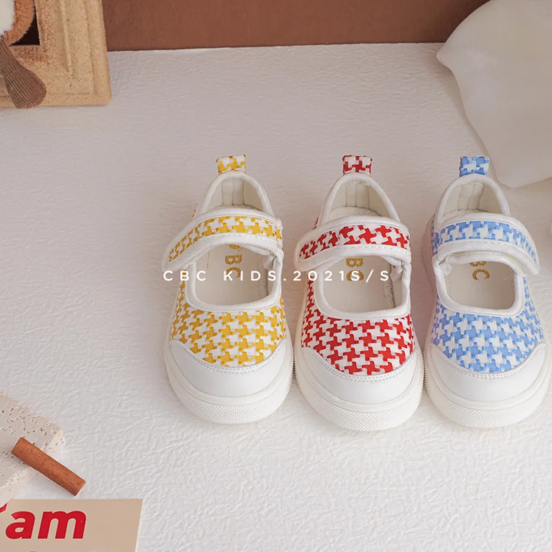 

Autumn Kids Canvas Shoes Baby Girl Shoes Soft Bottom Children Boys Sneakers Fashion Breathable Plaid Shoes SGF147
