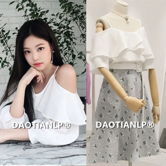 Женские шифоновые рубашки kpop TWICE EXO GOT7 белые свободные с рюшами и открытыми