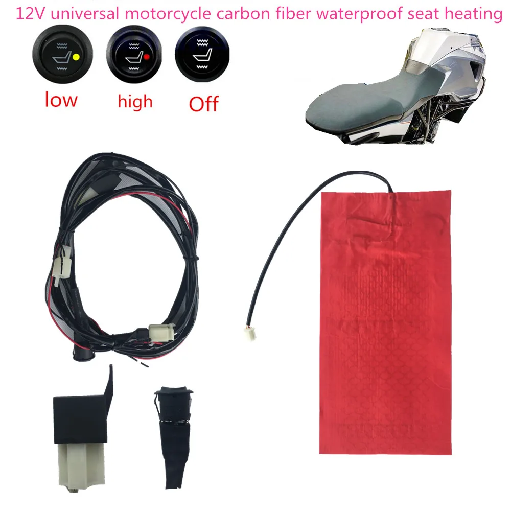 

Carbon Fiber Seat Heater Heating Pads 12V Universal Waterproof With Round Switch Motorcycle Scooter ATV UTV E-BIKE Electric Bike