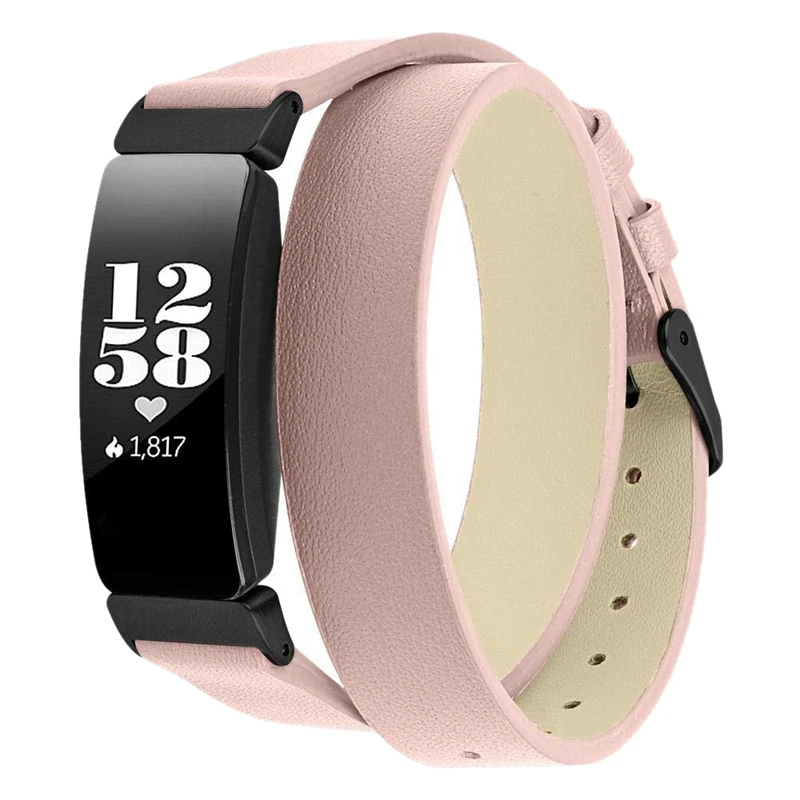 

Leather Watch Bands Compatible For Fitbit Inspire/Inspire Hr Fitness Tracker Double Wrap Replacement Accessories Strap Wristba