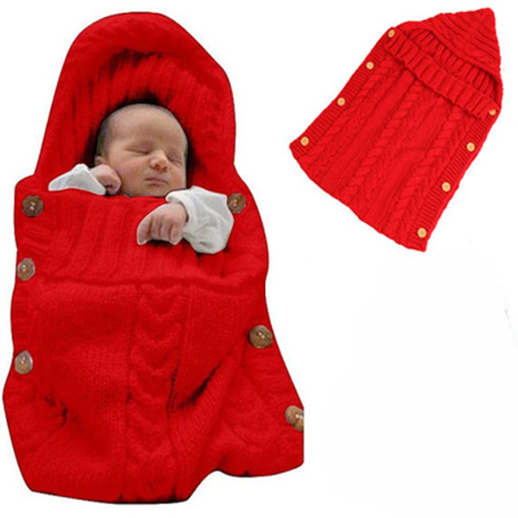 Newborn Baby Knitted Crochet Sleeping Bags Baby Stroller Swaddle Wrap Toddler Swaddling Blanket Sleep Bags