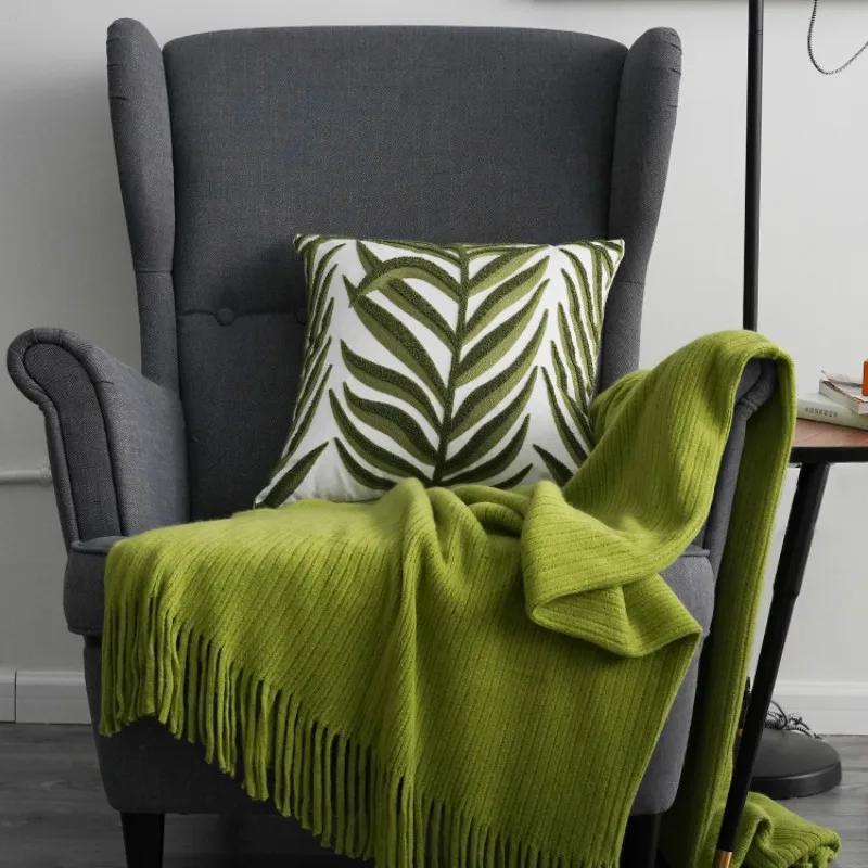 

2022 Cushion Cover Decorative Pillow Case Modern Simple Artistic Leaf Embroidery Coussin Sofa Chair Cushion Cover