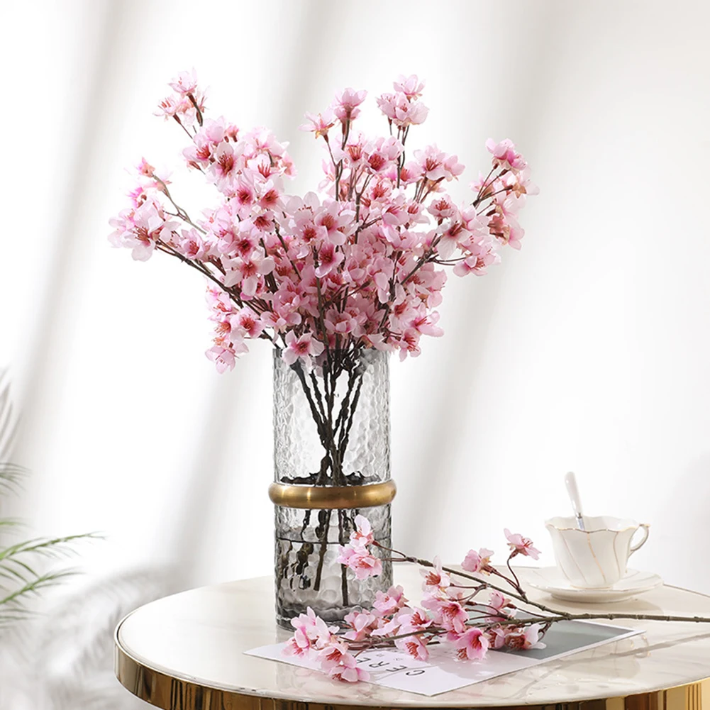 

Plastic Fake Flower Bouquet Plum Blossom Branch Silk Flower Wedding Decor DIY Artificial Simulation Peach Branch Home Decoration