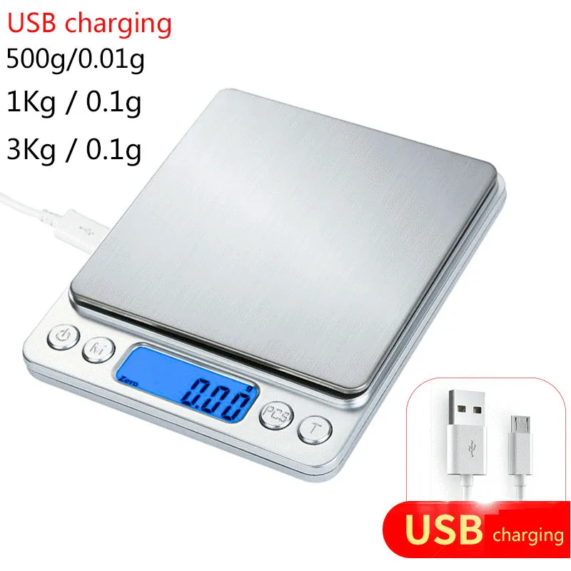 

3kg/0.1g Jewelry Scale USB LCD Digital Electronic Weighing Scale High Precision Jewelry Grams Weight Balance Scale for Kitchen
