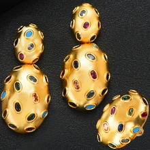 GODKI, модные подвески, дубайские массивные серьги, кольцо, ювелирные наборы для женщин, золотые серьги с кубическим цирконием, свадебный ювелирный набор