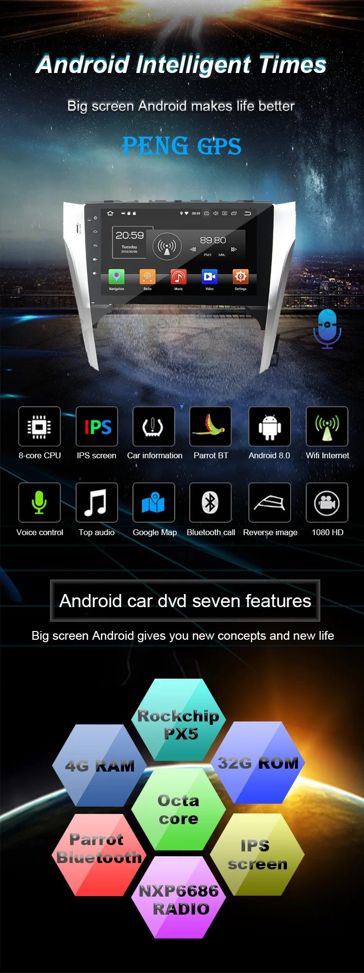 Excellent Car Radio Screen for TOYATA CAMRY 2012-2013 GPS Navigation Recorder Headunit Multimedia Player Android 9 DSP 4+64G 0