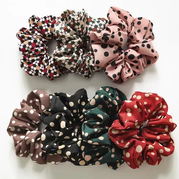 

Flower Print Colorful dots Adjustable Elastic Hair Bands Fashion Ponytail holder Women Girls Hair Accessories