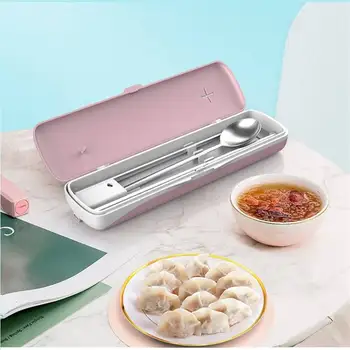 

Intelligent Ultraviolet Sterilizer Set Tableware Disinfection Box Portable Travel Chopsticks Spoon Storage Box for Home Office