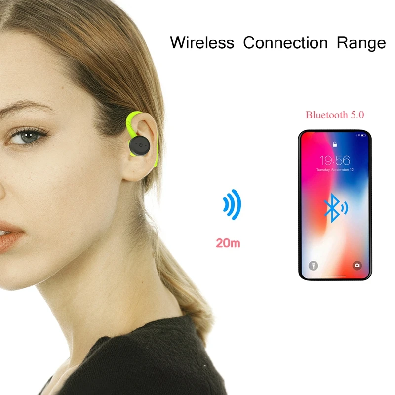 CLAITE Беспроводной bluetooth наушники 5,0 HD стерео IPX7 Водонепроницаемый спорта, наушники-вкладыши, Шум снижение Музыкальная гарнитура с зарядный чехол