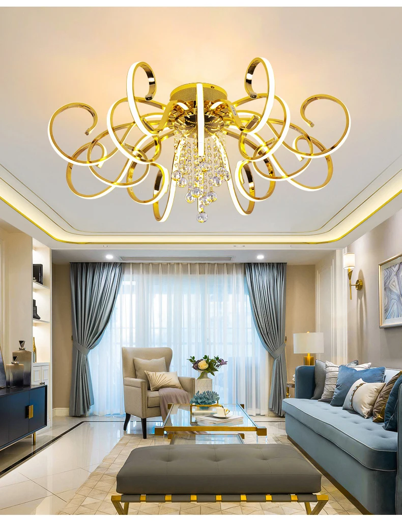 Creative personality modern simple led chandelier living room lights K9 crystal luxury ceiling restaurant bedroom lights Lamps