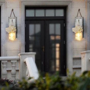 

2Pcs Mason Jar Sconce Rustic Wall Decor with Fairy Lights Hanging Wall Art for Indoor & Outdoor FARM Garden Yard Home Decor