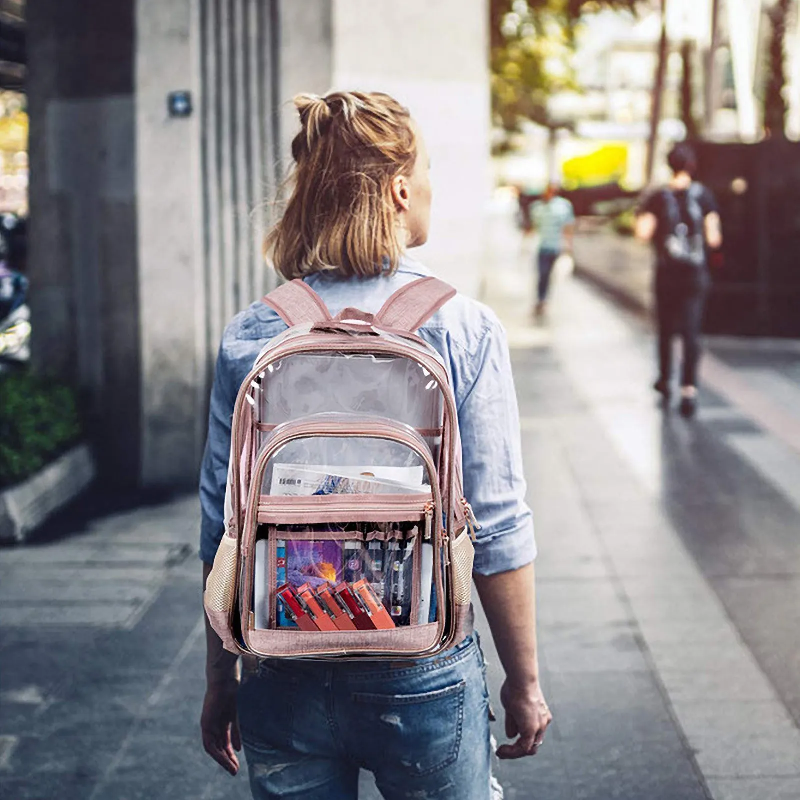 PVC Transparent Backpack Bag Fashion Waterproof Student School Bags Jelly Travel Beach Swimming Kit Bag For Men Women Rucksack