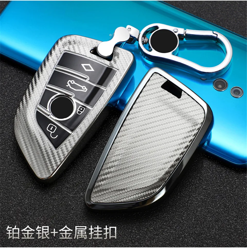Tpu Carbon Fiber Car Key Fob Cover Case Bag Skin Shell Holder For Bmw X5 F15 X6 F16 G30 7 Series G11 X1 F48 F39 Smart Key - - Racext™️ - - Racext 31