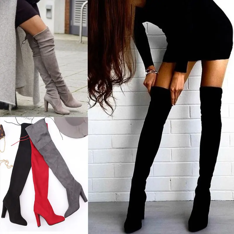 

Women Over Knee High Boots Zip Suede Sexy Ladies High Heel Boots Winter Thigh High Bottine Femme Long Botas Mujer Invierno 2019