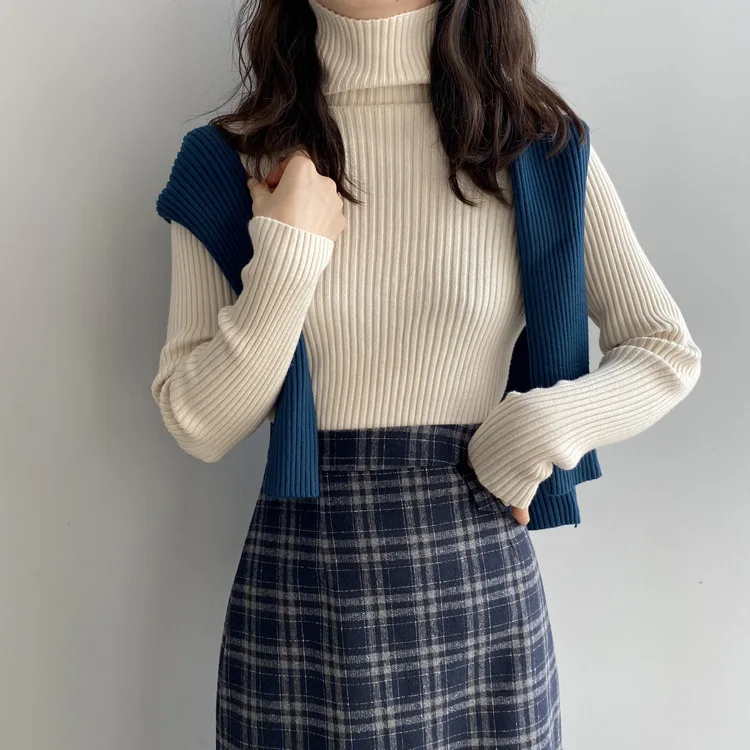 Mooirue Spring Woman Woolen Skirt Vintage Harajuku High Waist Lattice Long Woolen Loose Fit Female Saia