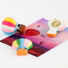 2 шт., нажимные булавки для горячего воздушного шара, Thumbtack, милые цветные декоративные кнопки для большого пальца, Мультяшные креативные булавки для пробковой доски, булавки