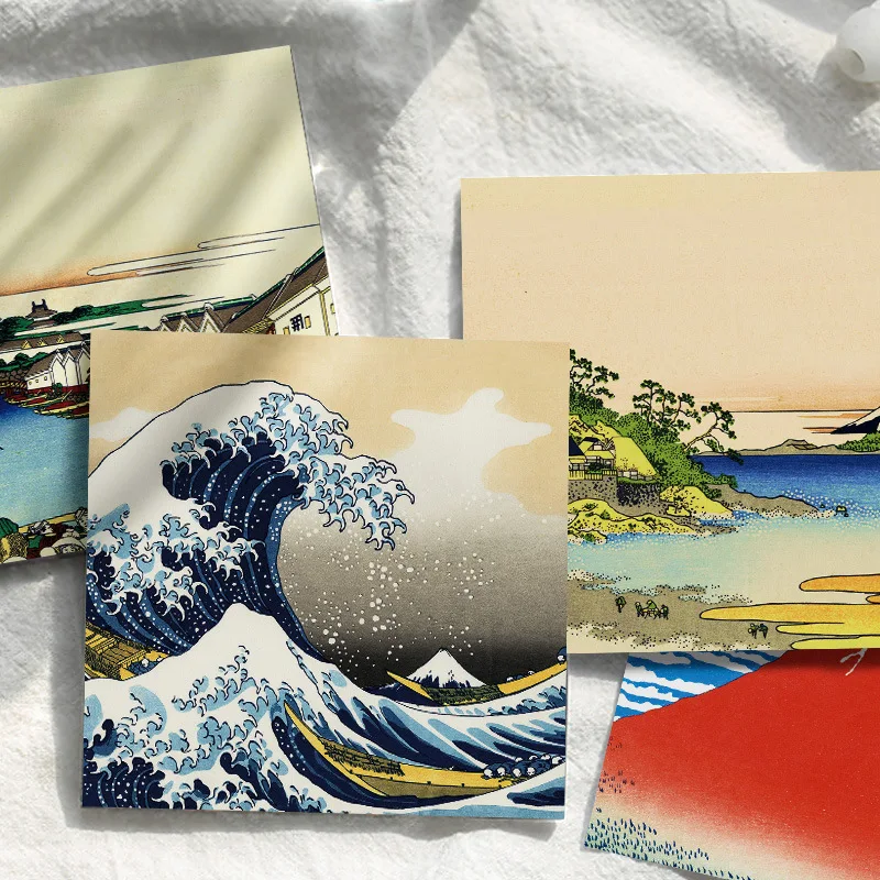 50 Sheets/book World Famous Painting Series Memo Paper Japanese Wave Non-stick Memo Memo Stationery Decoration Notebook