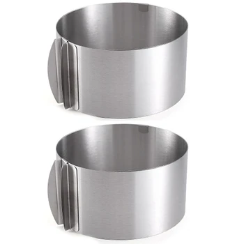 

2Pcs Adjustable Round Cake Ring Mold 6-12 Inch Retractable Mousse Cake Ring Stainless Steel Circle