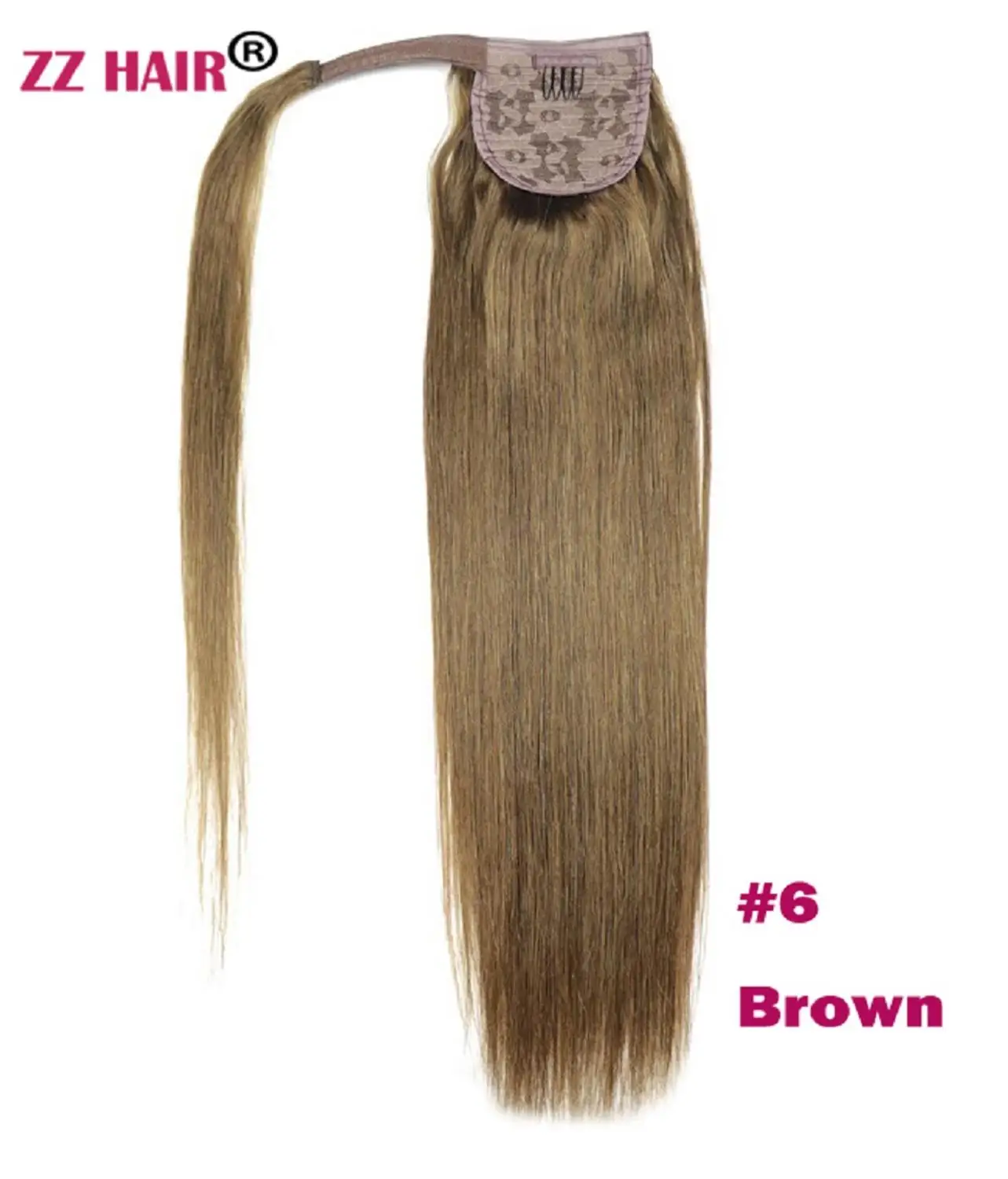 ZZHAIR 120 г 1"-28" машинное производство, волосы remy, волшебное обертывание вокруг конского хвоста, человеческие волосы для наращивания, конский хвост - Цвет: #6