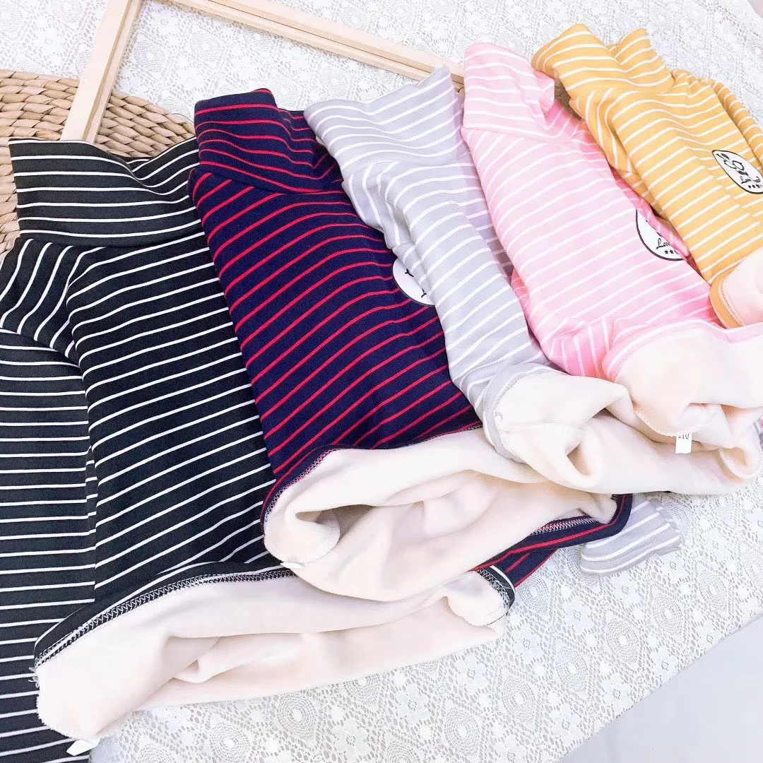 

Baby Boys Girls Kids Fashion Striped T Shirt Autumn Winter Basic Tops Teen Clothes 8 12 Children Turtleneck Warm Casual T-shirts
