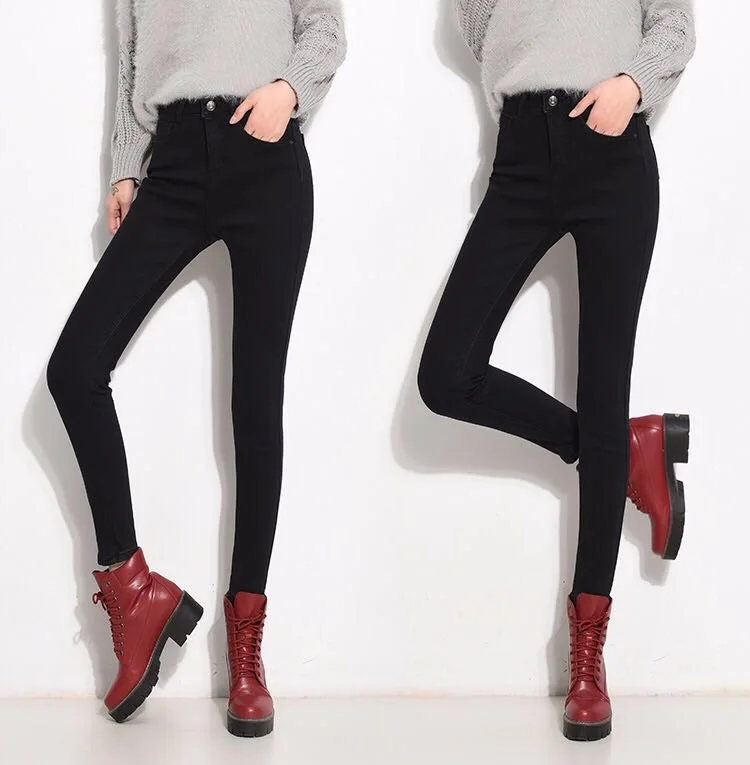 Vangull зимние женские джинсы брюки с флисовой подкладкой Новые плотные теплые джинсы узкие джинсовые брюки плюс бархатные тонкие повседневные укороченные джинсы