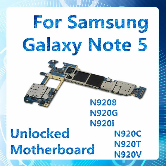 Разблокирована для samsung Galaxy Note 5 N9208/N920G/N920I/N920C/N920T/N920V материнская плата логическая плата 32 ГБ Android обновленная материнская плата MB