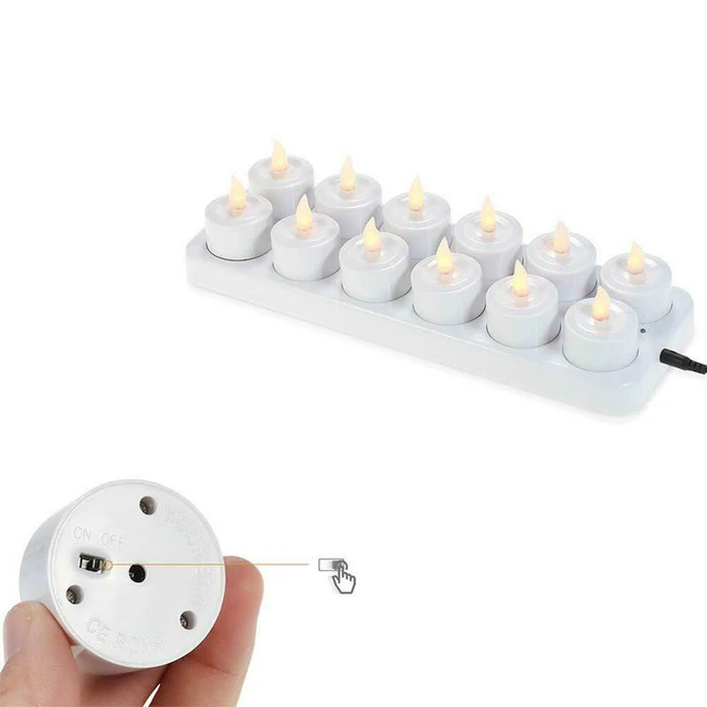 Luces Led parpadeantes amarillas para decoración, luces de té eléctricas  recargables por USB, para Navidad, bodas y fiestas, 4/6/8 piezas -  AliExpress