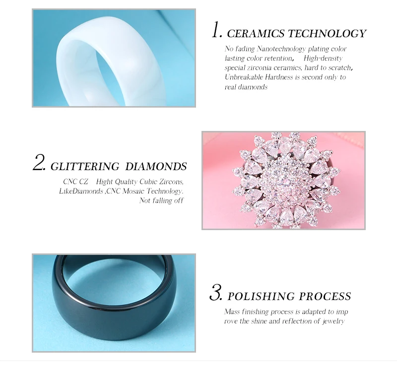 Обручальные кольца из стерлингового серебра, горячая Распродажа, женские кольца, AAA белый циркон, кубические элегантные кольца, женские керамические свадебные кольца