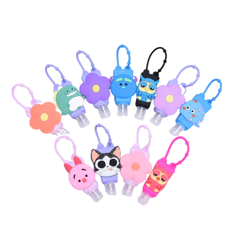 1PC Cartoon Silicone Hand Sanitizer Holder Travel Portable Safe Gel Holder Hangable Liquid Soap Dispenser Containers For Kids