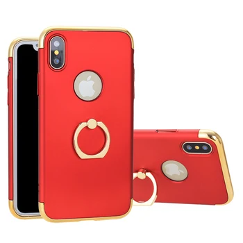 

50pcs 3 in 1 Armor Hybrid Plating Hard PC Back Case For iPhone X XS Max XR X 8 7 6 6S Plus Metal Finger Stand Shockproof Cover