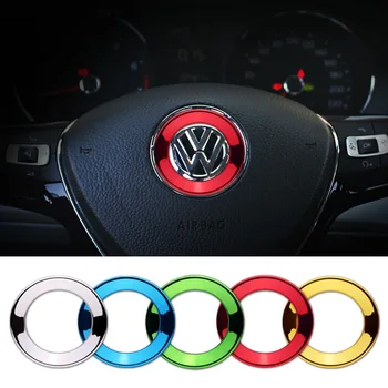 

New car styling Car Steering Wheel Center Decoration Ring Shiny circle stickers for Volkswagen VW TOUAREG TIGUAN Accessories