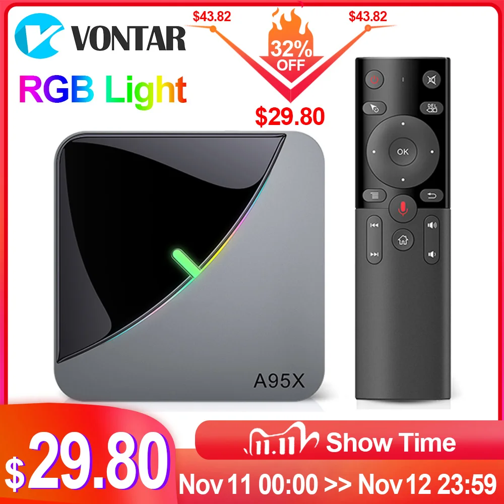 2020 A95X F3 Air 8K RGB светильник Smart TV Box Amlogic S905X3 Android 9 0 4 Гб 64 Plex медиа сервер Youtube