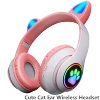 Pink Cute Cat Ears Wireless Headphone Bluetooth-compatible Headset Stereo Foldable Earphone with Microphone Music Kid Girl Gift 1