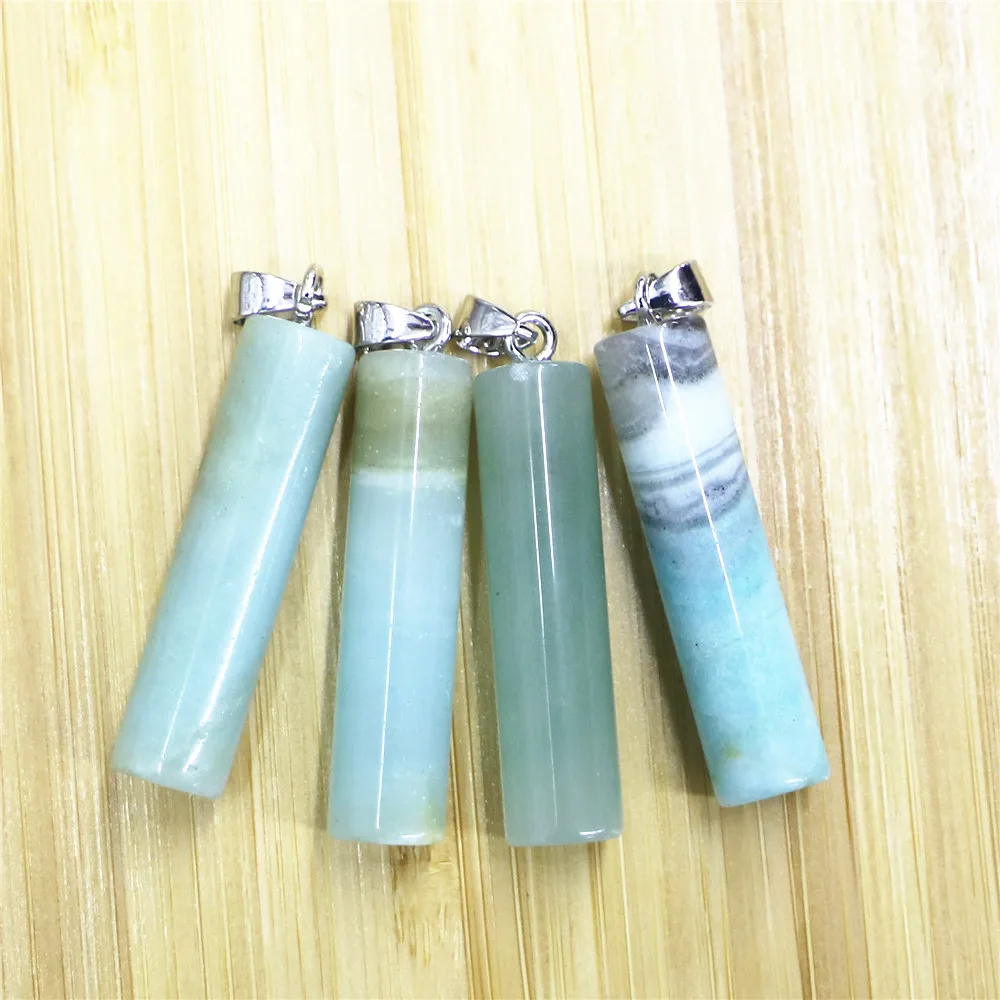 

Cylindrical Gemstones Pendant Natural Crystal Necklace Pendant for DIY Charm Necklace Jewelry Making Earring Accessories
