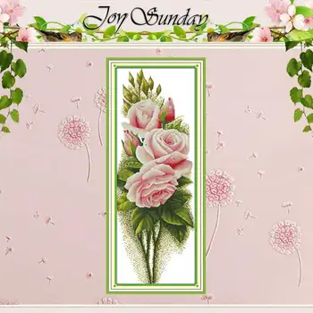 

Big Size Handmade Pink Rose Flower Painting Counted Cross Stitch 11CT printed 14CT Cross Stitch Set Embroidery Kits Needlework
