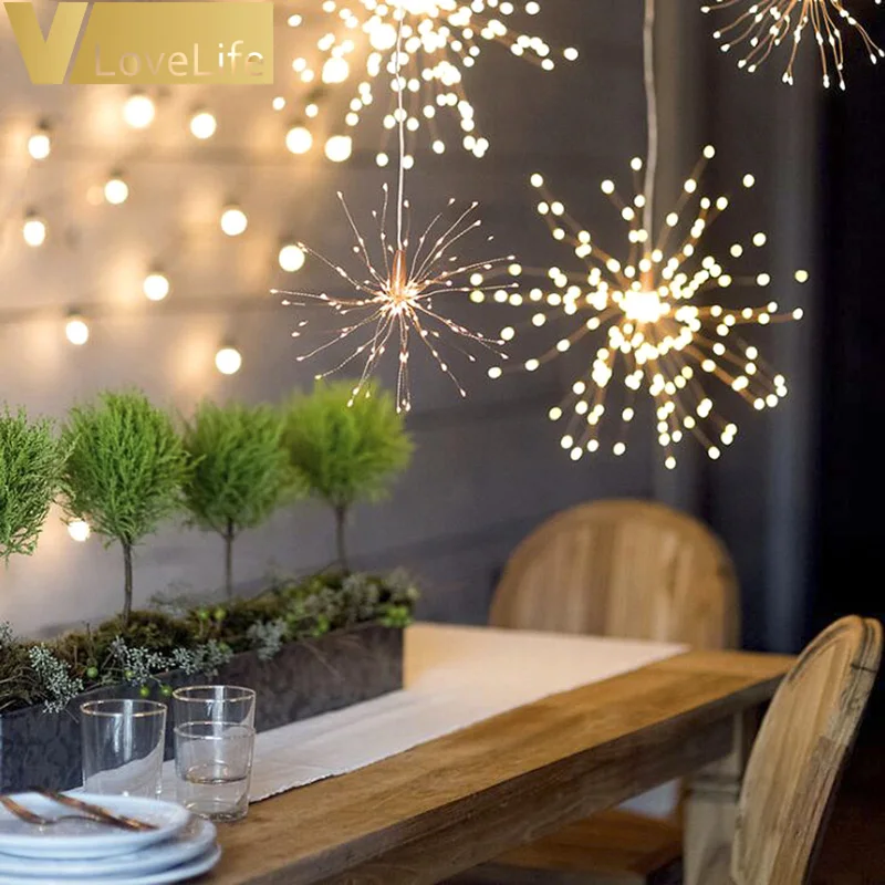

New LED Party Starlight String Light DIY Copper Fairy Light String Pattern Fireworks Christmas Explosion Wedding Light Party