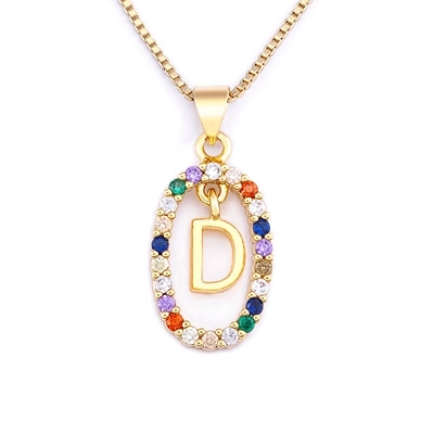Hot Sale Colorful 26 Letters A - Z Initial M S C K Alphabet Pendant Long Chain Necklace Name Jewelry Women Accessories Gift