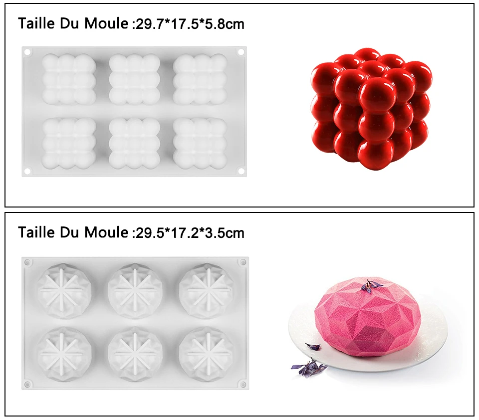 Moule Silicone 6 Cavités Formes Géométriques - Pour Diffuseurs D'aromates DIY, Savon, Chocolat, Glaçons, Alimentaire