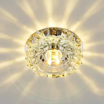 

1 Set LED Ceiling Light Flush Mount Small Front Balcony Porch Crystal Light Corridors Light Fixture for Living Room Decoration