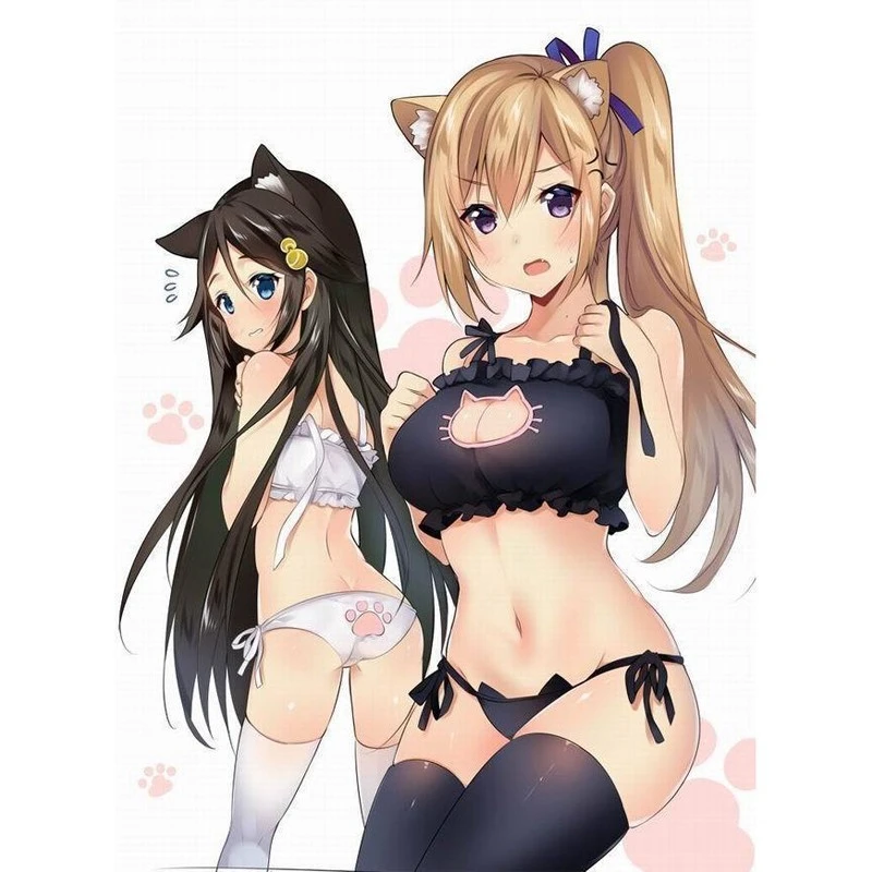 猫の形をしたセクシーな日本の衣装 透かし彫りのブラ 猫のパンティー チョーカーの襟 ランジェリー 下着 アニメ コスプレ Aliexpress