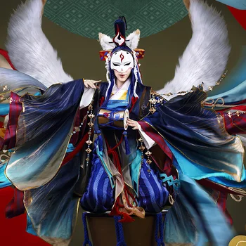

Anime! Onmyoji Tamamo no Mae Unawakening Beginning Skin Kimono Gorgeous Uniform Cosplay Costume Halloween Full Set Free Shipping