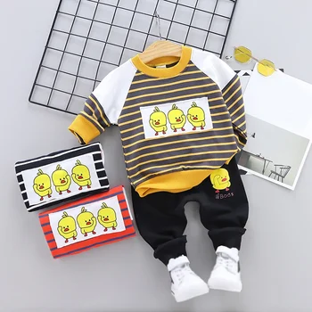 

Baby Boys Girls Clothes Set Long Sleeve Cartoon Duck Sweatshirt Autumn Tops And Pants Trouser Costume Set Cloths