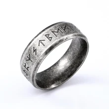 Beier Stainless Steel Odin Norse Viking Amulet Rune MEN Ring Fashion Words Retro Jewelry LR-R133