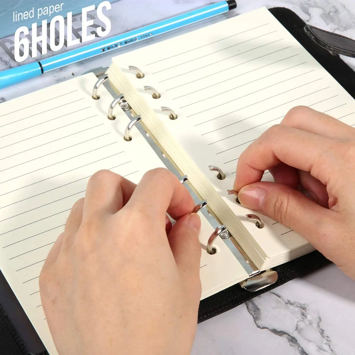 Carta Ricarica A6 Con Griglia | 80 Fogli + Divisori + Tasche Per Quaderni 6 Fori - Foto 7