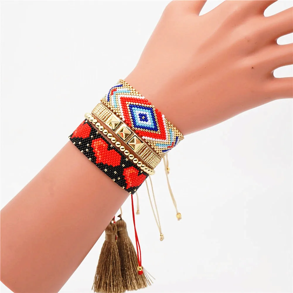 Go2boho MIYUKI браслет evil eye Instagram ювелирные изделия Pulseras Mujer Moda Золотое сердце браслет женский ручная работа нержавеющая сталь - Окраска металла: MI-S190177 MIYUKI