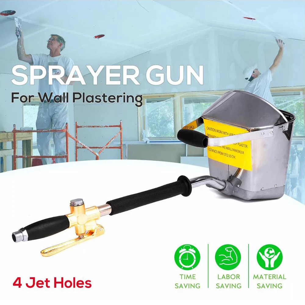 Mortar Cement Spray Guns Handheld Wall Plastering Sprayer Guns Air Cement Mortar Stucco Hopper Caulking Hand Tool