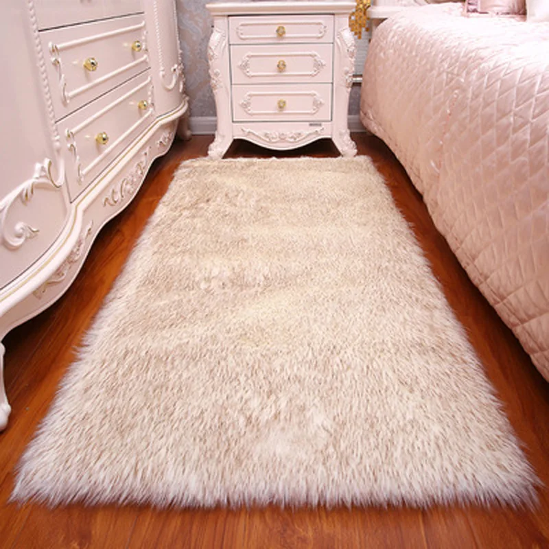 

Sholisa Shaggy Floor Area Rugs Faux Fur Square Shape 6cm Pile Fluffy Carpet for Living Room Bedroom Sea Set Home Deco 110*110cm