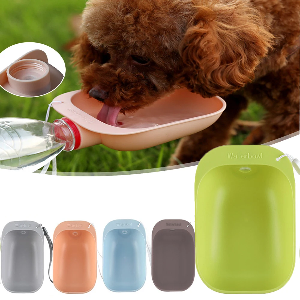 Botella de agua de viaje portátil para perros y gatos, tazón de beber para cachorros y gatos, alimentador para perros pequeños y grandes, tazón de agua al aire libre, botella, suministros para mascotas